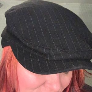 Pinstripe black newsboy L/xl